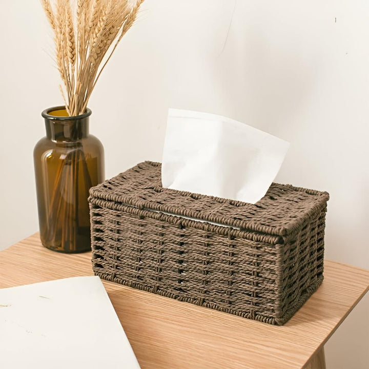 WohnCharme: Scatola per fazzoletti in rattan – rustica, elegante e pratica per tavolo e comò