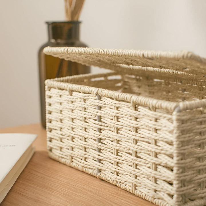 WohnCharme: Scatola per fazzoletti in rattan – rustica, elegante e pratica per tavolo e comò