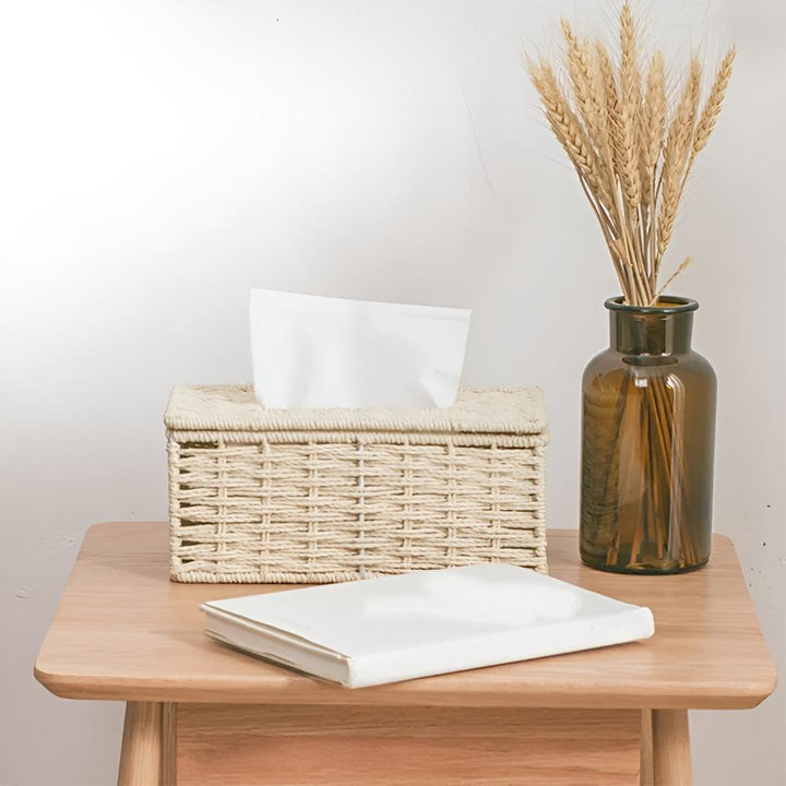 WohnCharme: Scatola per fazzoletti in rattan – rustica, elegante e pratica per tavolo e comò