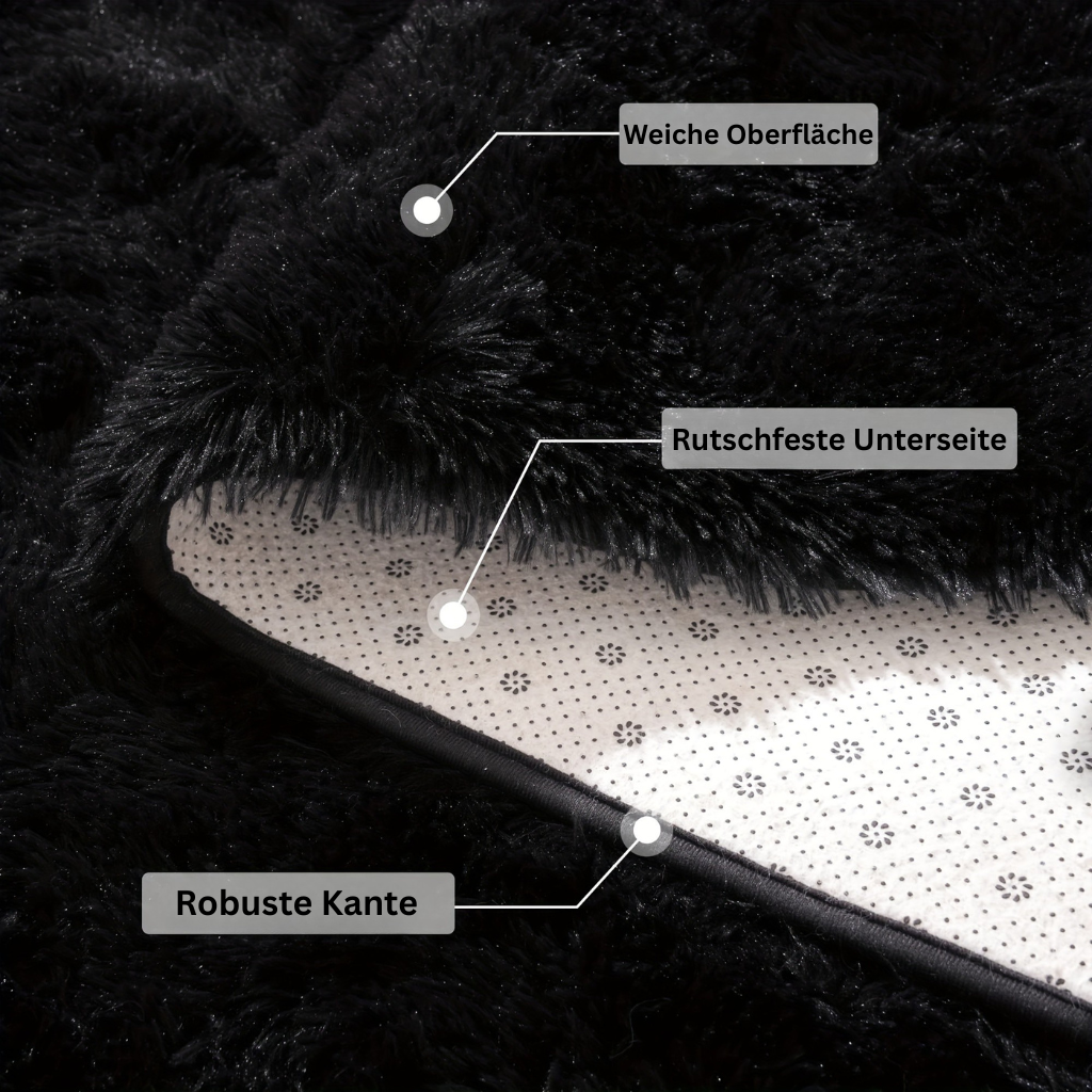 WohnGlanz: Tappeto moderno grande rettangolare nero – resistente per aree abitative ad alto traffico