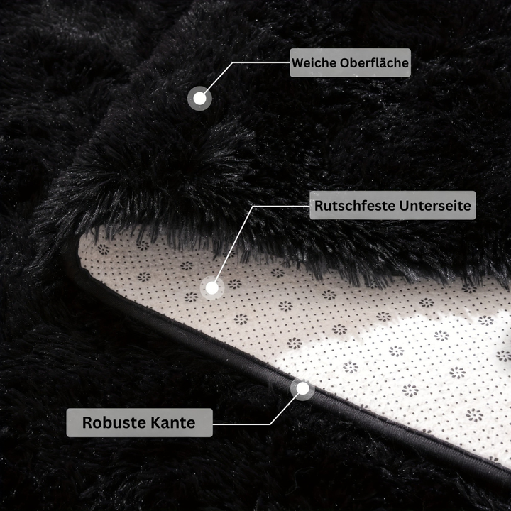 WohnGlanz: Tappeto moderno grande rettangolare nero – resistente per aree abitative ad alto traffico