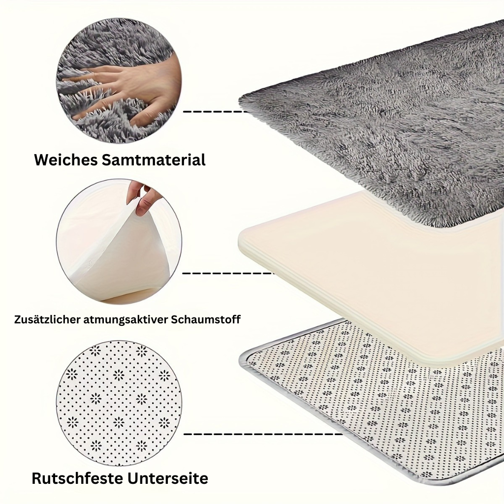 WohnGlanz: Tappeto moderno grande rettangolare nero – resistente per aree abitative ad alto traffico