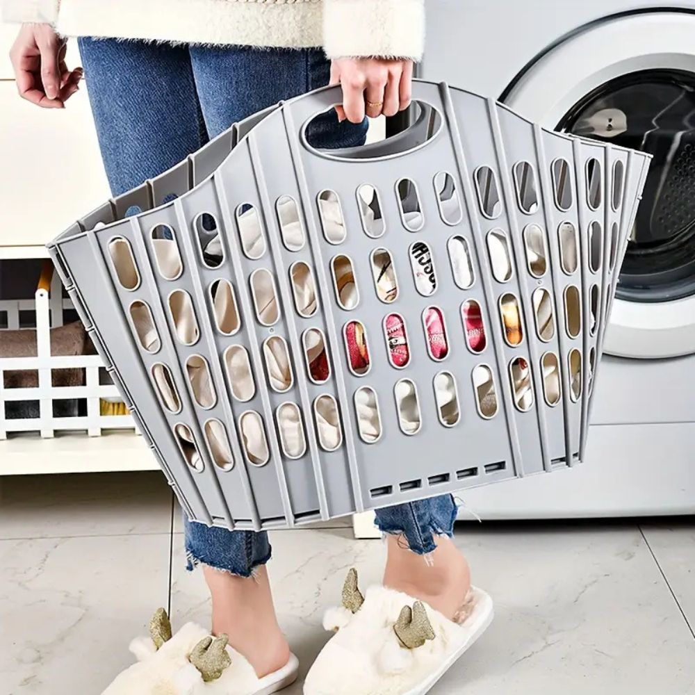 WohnTragen: Cesto di stoccaggio pieghevole – leggero, decorativo e mobile per la casa, i viaggi e gli studentati