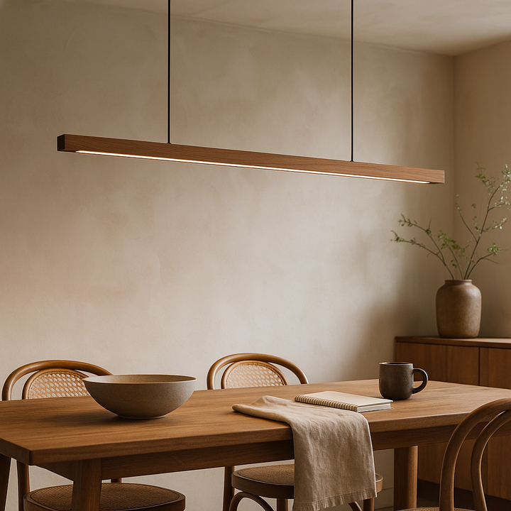 Woodara: Lampada a sospensione LED in legno – luce moderna per la cucina e design