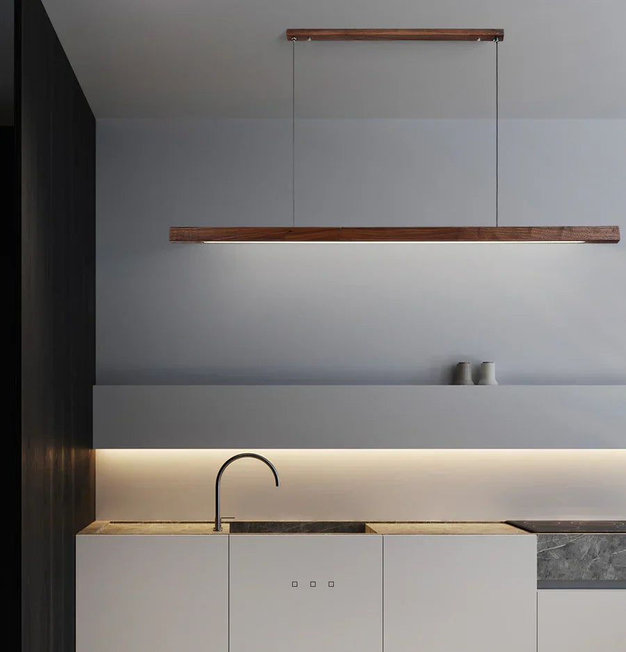 Woodara: Lampada a sospensione LED in legno – luce moderna per la cucina e design