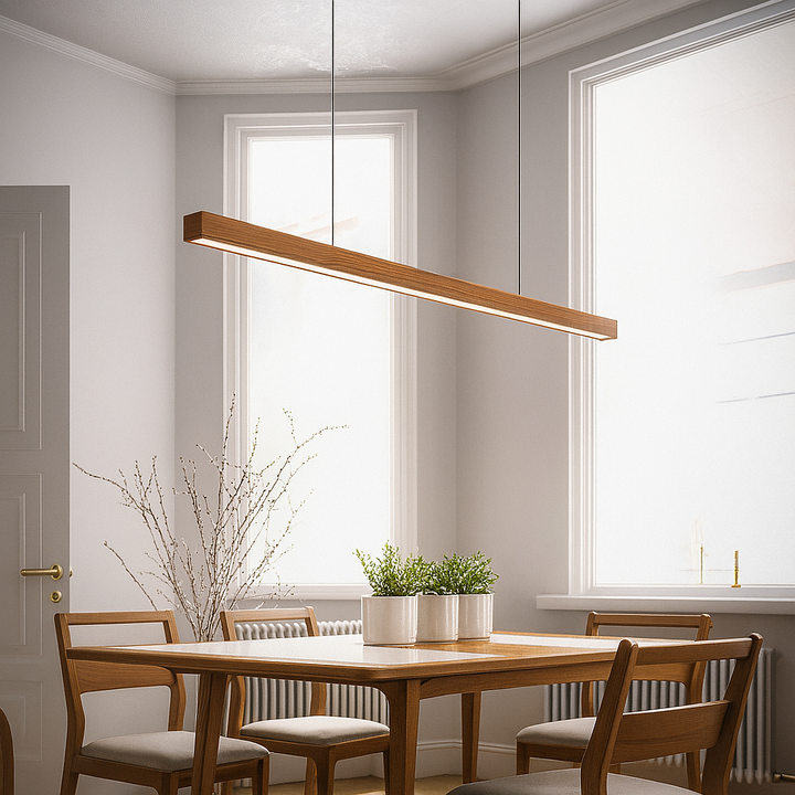 Woodara: Lampada a sospensione LED in legno – luce moderna per la cucina e design