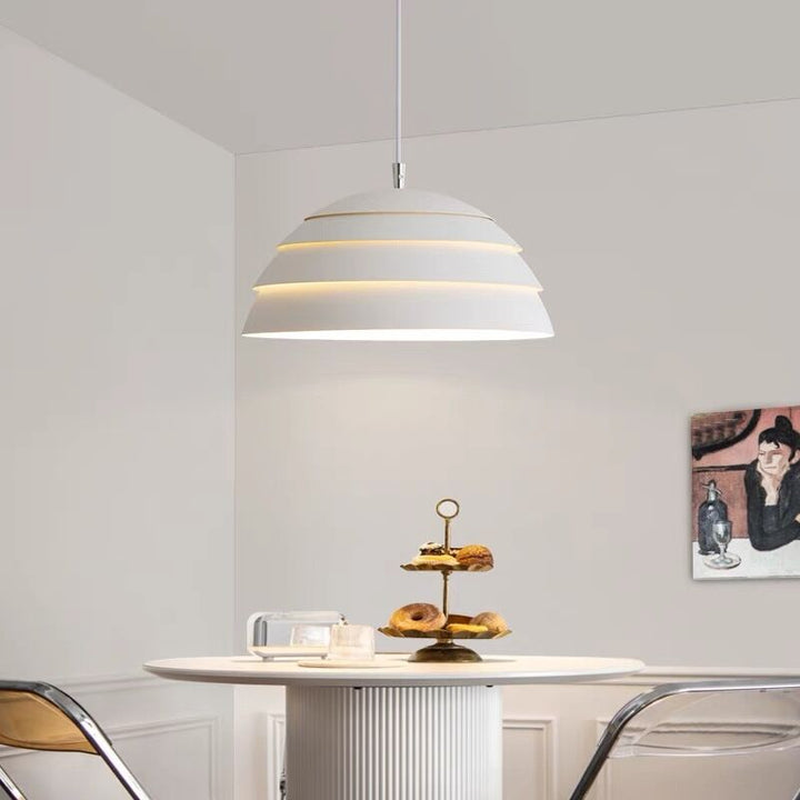 NordDome: Lampada a sospensione moderna in stile nordico con cupola in alluminio e LED – per ristoranti e cucine abitative