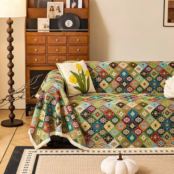 Zahara: Copridivano con design colorato in Kilim e fondo antiscivolo – per divano e lounge