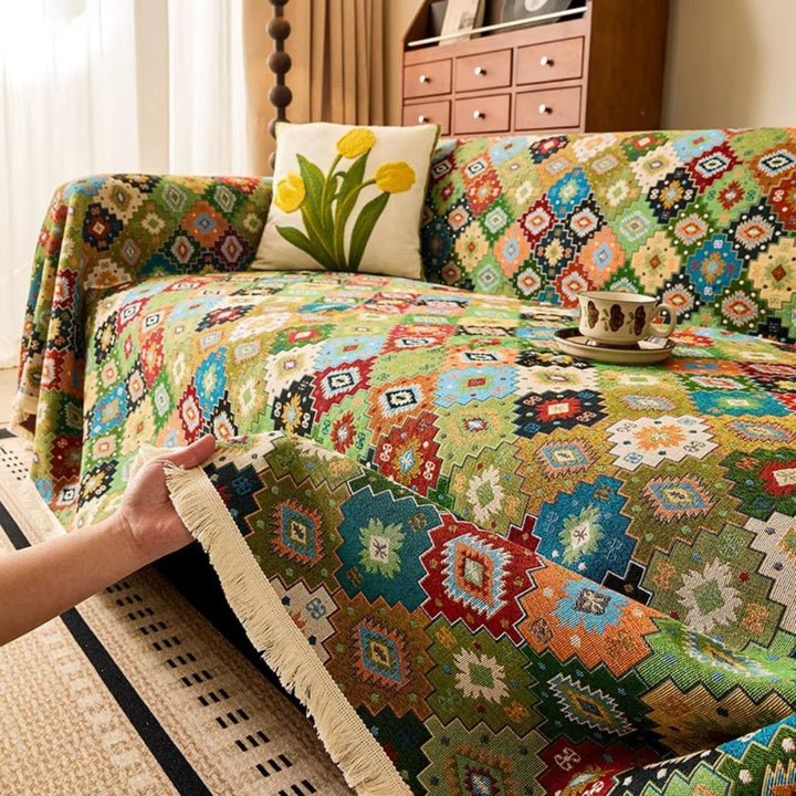 Zahara: Copridivano con design colorato in Kilim e fondo antiscivolo – per divano e lounge