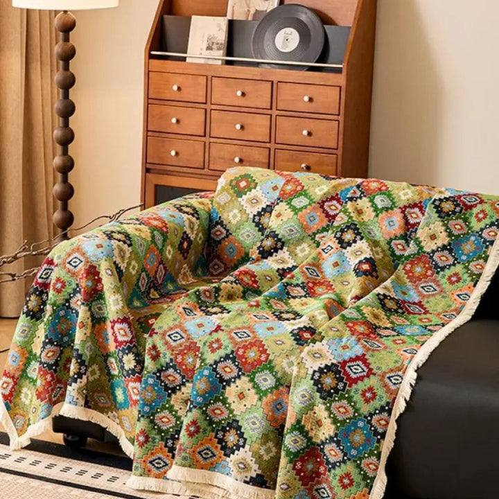 Zahara: Copridivano con design colorato in Kilim e fondo antiscivolo – per divano e lounge