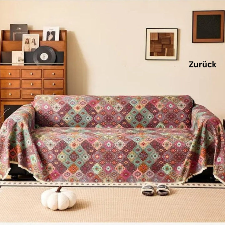 Zahara: Copridivano con design colorato in Kilim e fondo antiscivolo – per divano e lounge