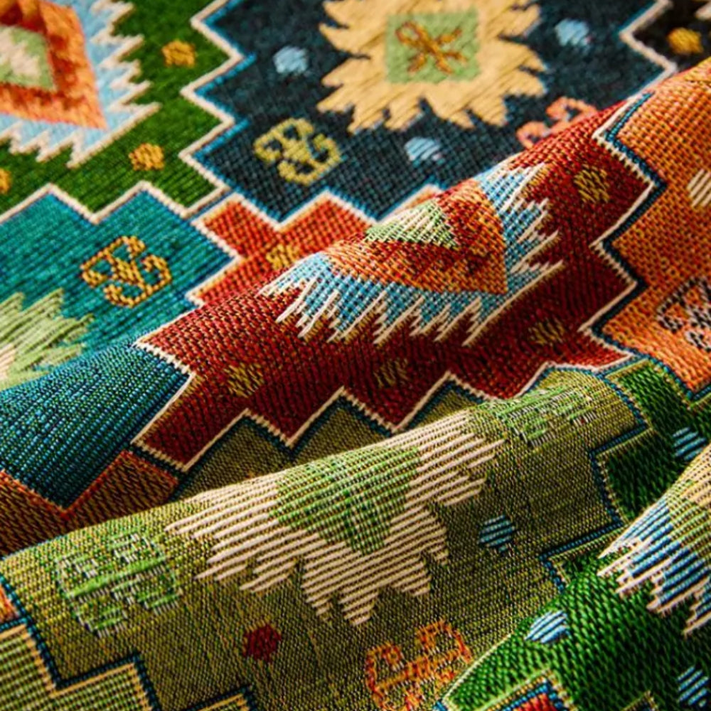 Zahara: Copridivano con design colorato in Kilim e fondo antiscivolo – per divano e lounge