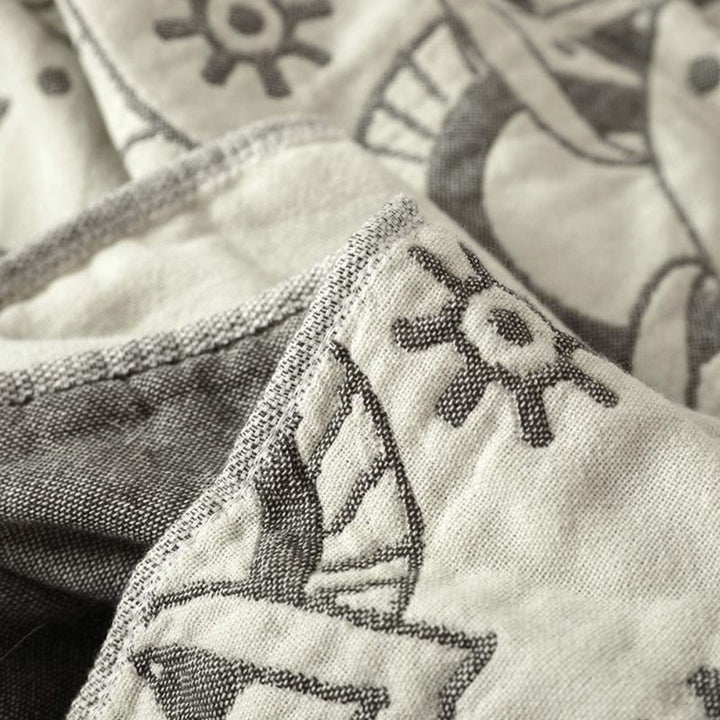 ZenFlair: Coperte in cotone con design a fiori Mandala, morbida al tatto e reversibile – per divano e lounge