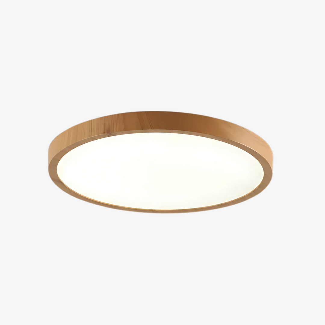 ZenHalo: Lampada da soffitto LED con telaio in legno – Lampada da soffitto piatta in design Japandi