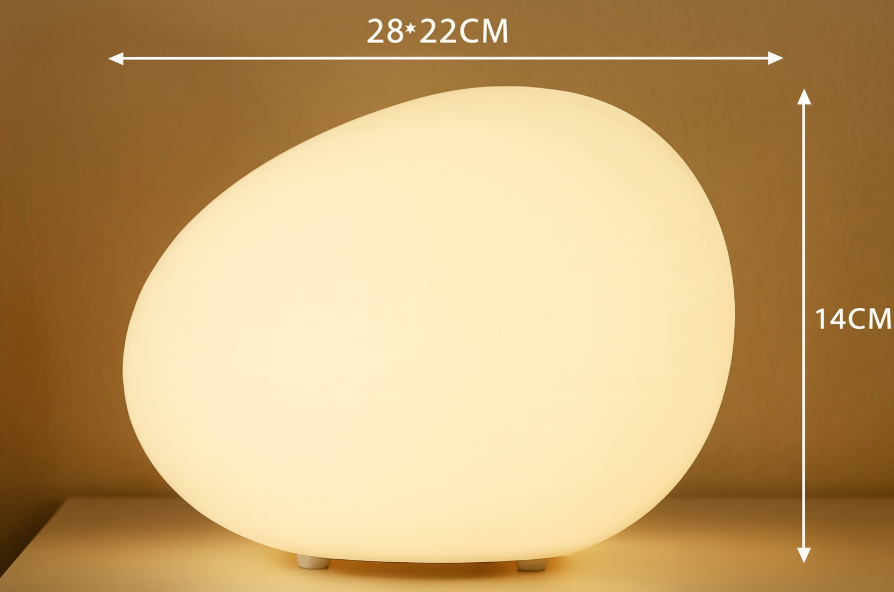 ZenKiesel: Lampada da tavolo a LED ispirata alla natura a forma di pietra con luce calda – per camera da letto e angolo lettura