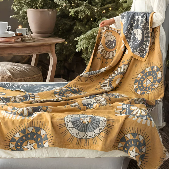 ZenKreis: Coperte in cotone con motivo mandala decorativo e garza a quattro strati – per camera da letto e lounge