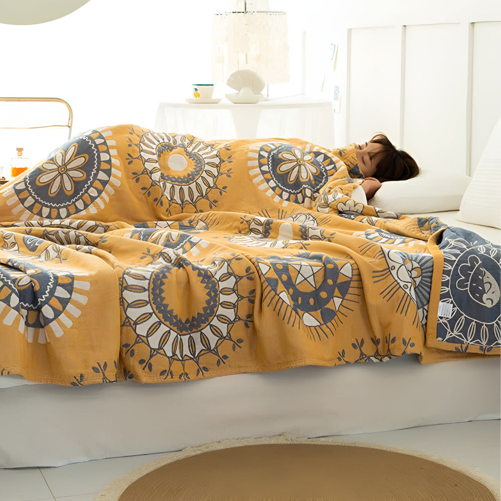 ZenKreis: Coperte in cotone con motivo mandala decorativo e garza a quattro strati – per camera da letto e lounge