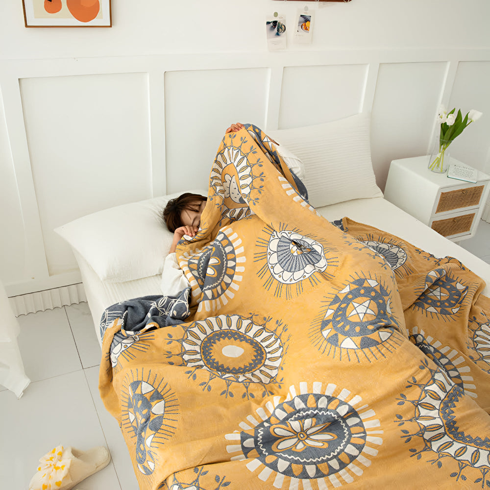 ZenKreis: Coperte in cotone con motivo mandala decorativo e garza a quattro strati – per camera da letto e lounge