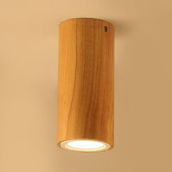ZenLuma: Lampada da soffitto cilindrica in legno asiatico – Luce LED per soggiorno e camera da letto