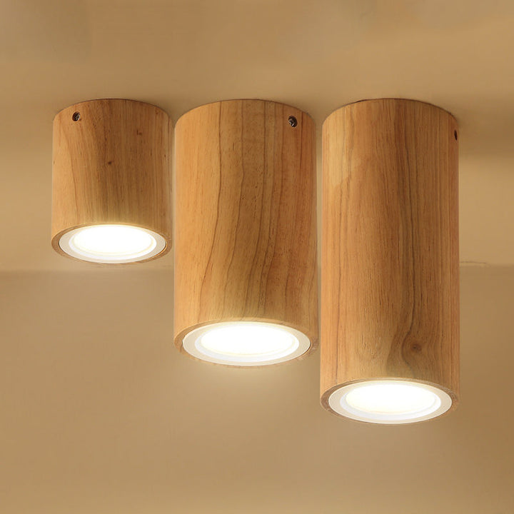 ZenLuma: Lampada da soffitto cilindrica in legno asiatico – Luce LED per soggiorno e camera da letto