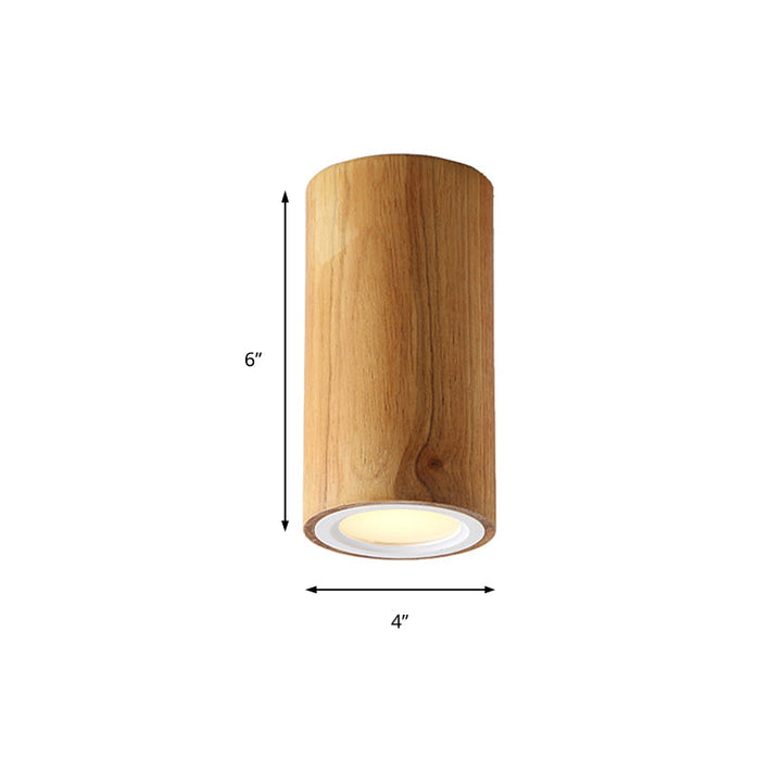 ZenLuma: Lampada da soffitto cilindrica in legno asiatico – Luce LED per soggiorno e camera da letto