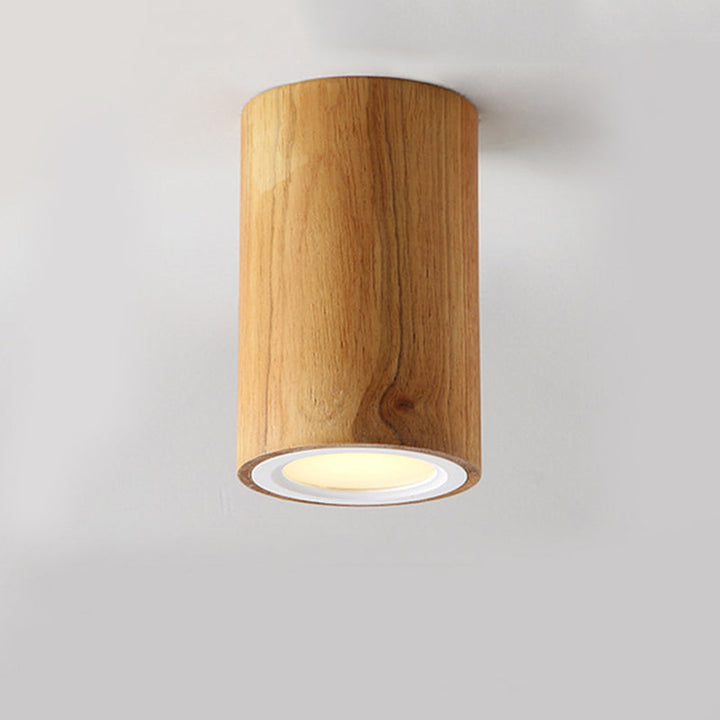ZenLuma: Lampada da soffitto cilindrica in legno asiatico – Luce LED per soggiorno e camera da letto