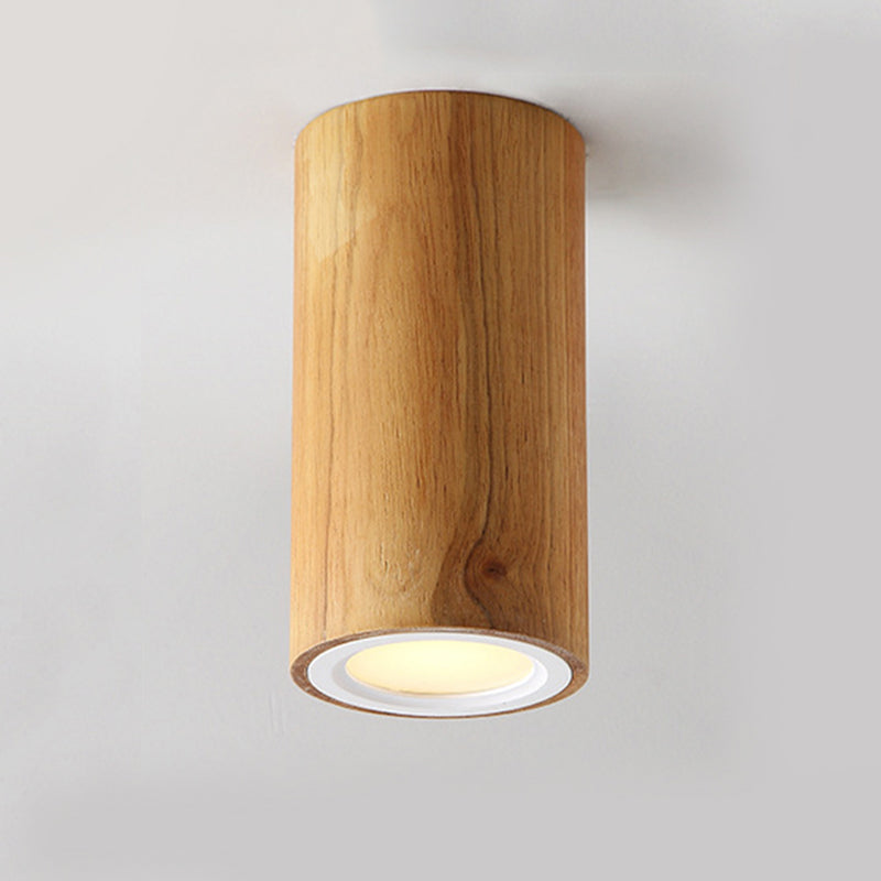 ZenLuma: Lampada da soffitto cilindrica in legno asiatico – Luce LED per soggiorno e camera da letto
