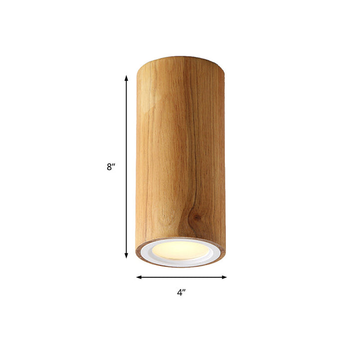 ZenLuma: Lampada da soffitto cilindrica in legno asiatico – Luce LED per soggiorno e camera da letto