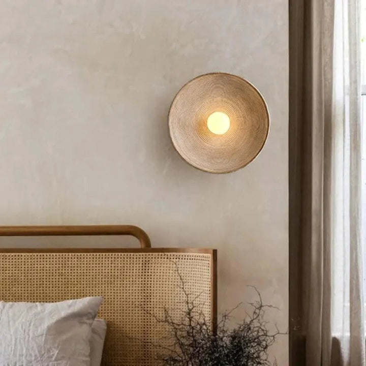 ZenRund: Applique di design in stile Japandi – Lampada da parete rotonda in resina per soggiorno e corridoio