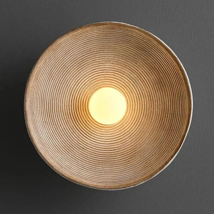 ZenRund: Applique di design in stile Japandi – Lampada da parete rotonda in resina per soggiorno e corridoio