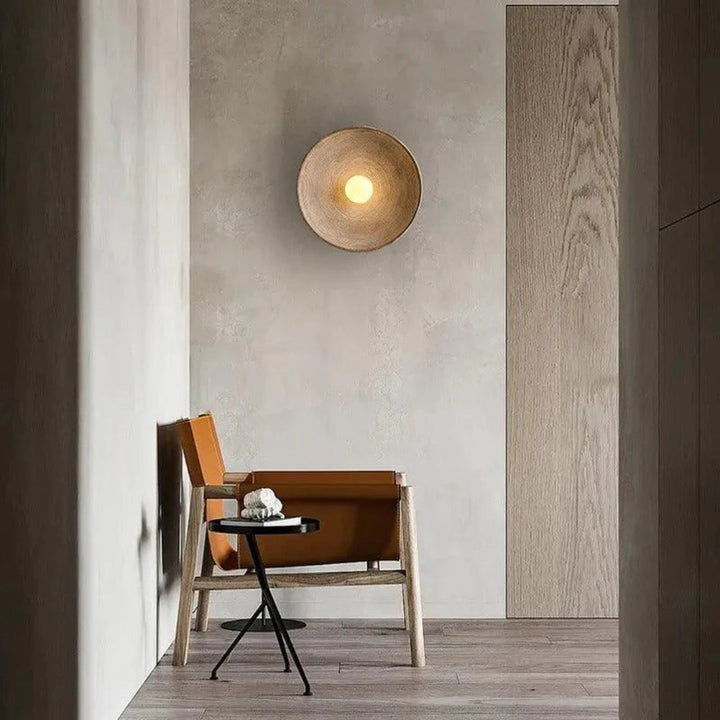 ZenRund: Applique di design in stile Japandi – Lampada da parete rotonda in resina per soggiorno e corridoio