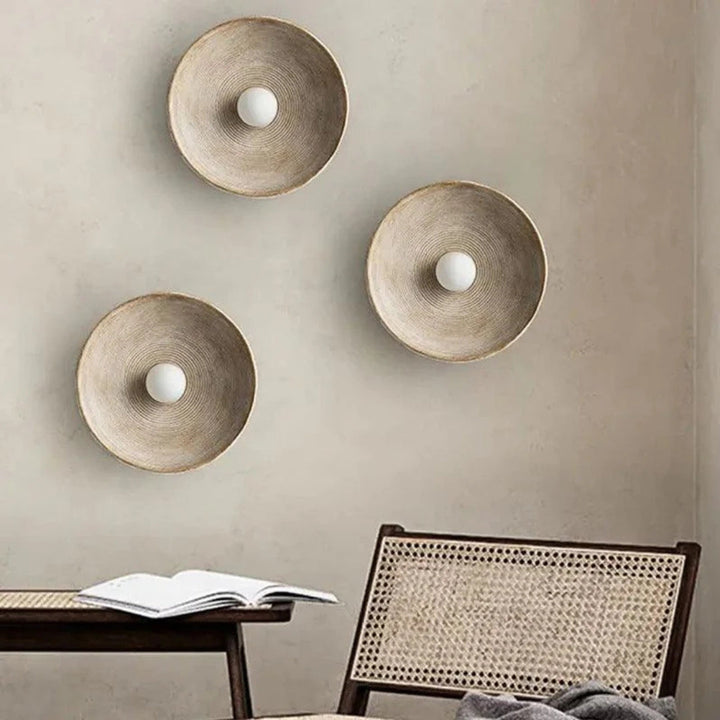 ZenRund: Applique di design in stile Japandi – Lampada da parete rotonda in resina per soggiorno e corridoio