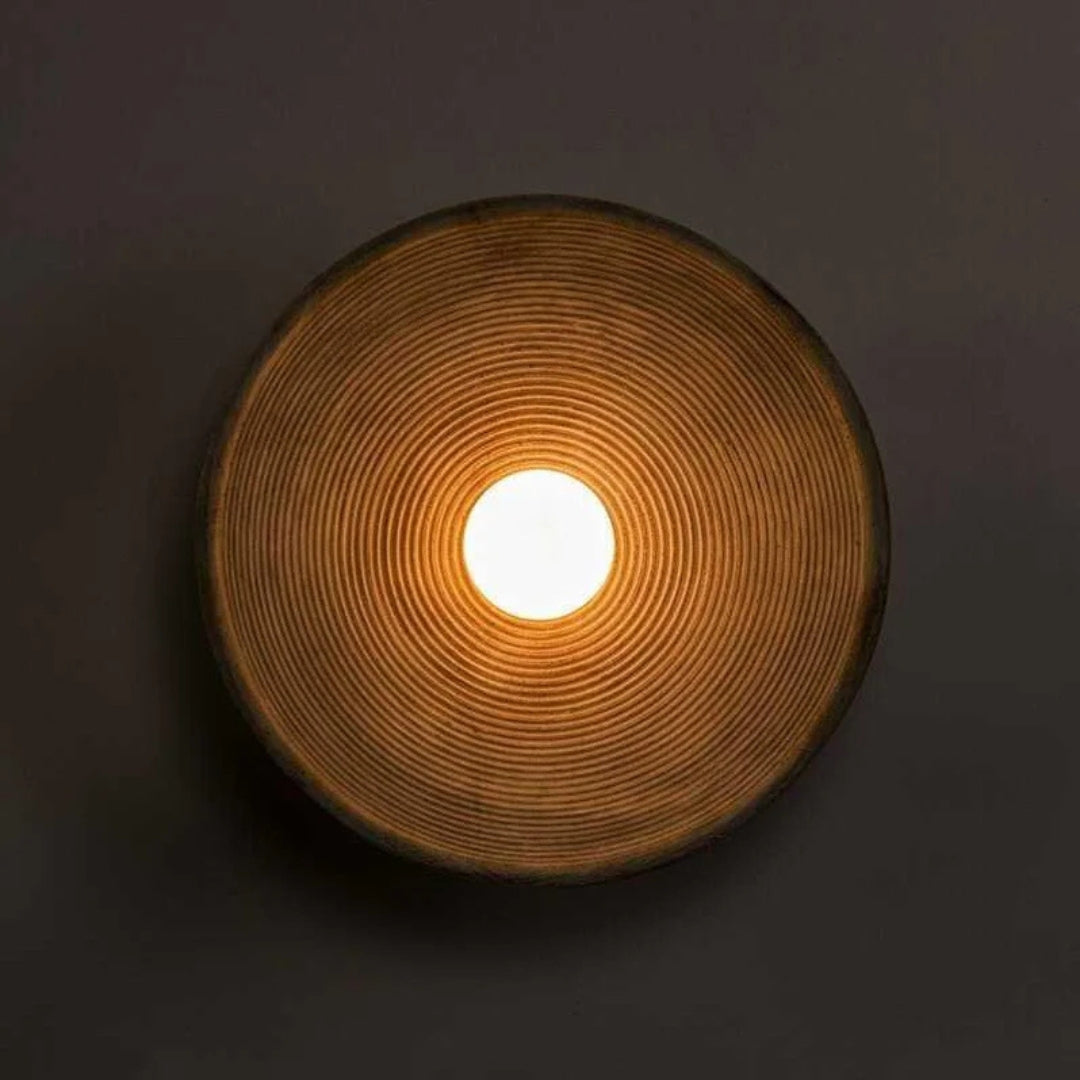 ZenRund: Applique di design in stile Japandi – Lampada da parete rotonda in resina per soggiorno e corridoio