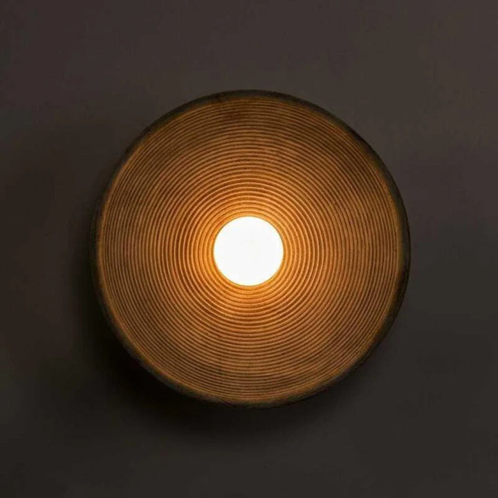 ZenRund: Applique di design in stile Japandi – Lampada da parete rotonda in resina per soggiorno e corridoio