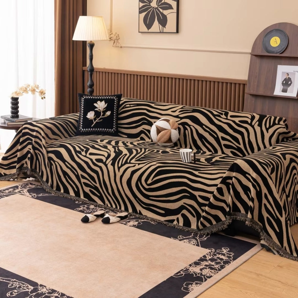 Zentara: Copridivano in Chenille con motivo Zebra e struttura Jacquard – per soggiorno e divano