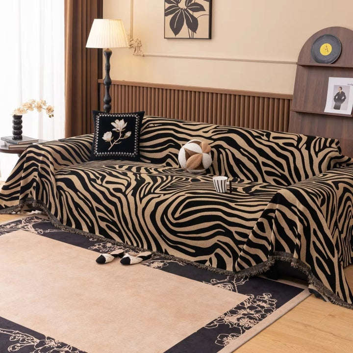 Zentara: Copridivano in Chenille con motivo Zebra e struttura Jacquard – per soggiorno e divano