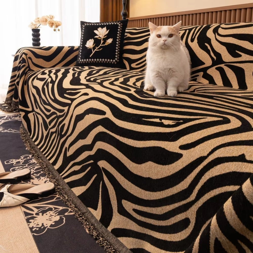 Zentara: Copridivano in Chenille con motivo Zebra e struttura Jacquard – per soggiorno e divano