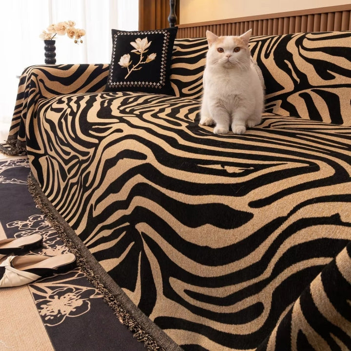 Zentara: Copridivano in Chenille con motivo Zebra e struttura Jacquard – per soggiorno e divano