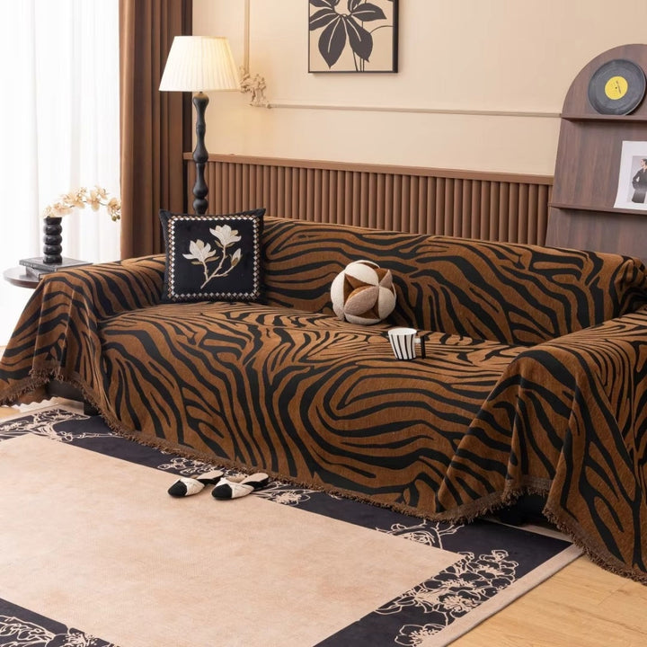 Zentara: Copridivano in Chenille con motivo Zebra e struttura Jacquard – per soggiorno e divano