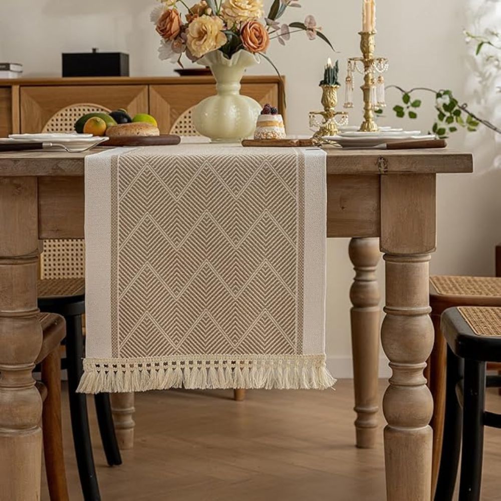 LoomÉtoile Luxe Runner da Tavola Intrecciato – Texture Elegante per un Interno Accogliente