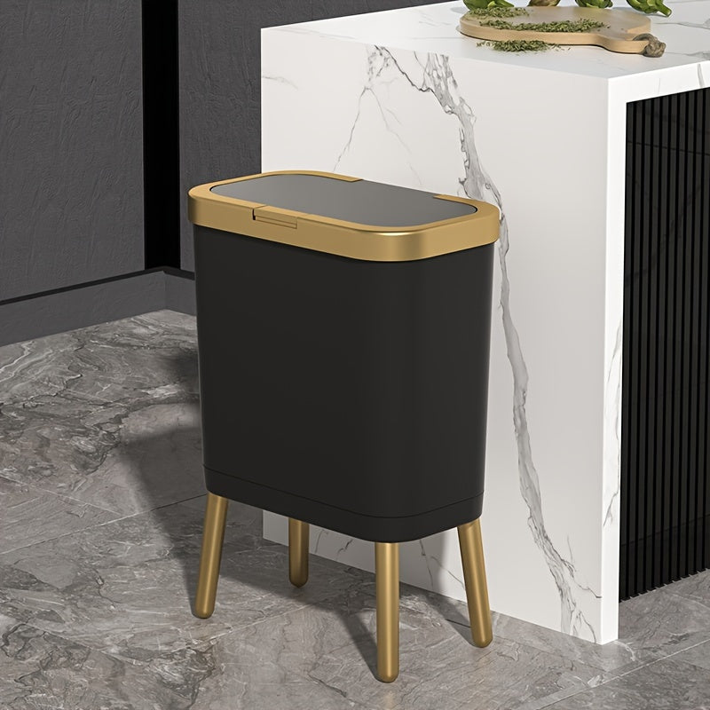 Cestino Moderno da 15L con Chiusura Ermetica e Gambe Elevate | Cestino Elegante per Cucina, Soggiorno e Bagno
