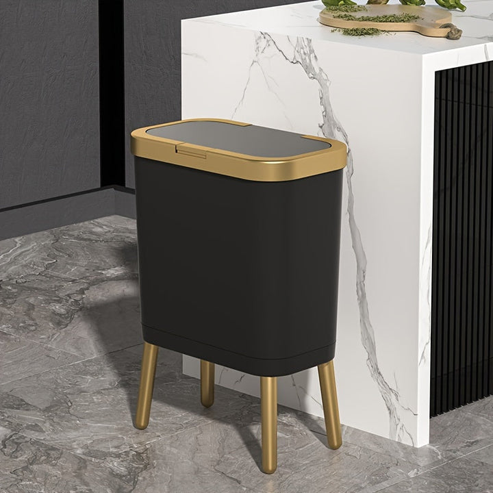 Cestino Moderno da 15L con Chiusura Ermetica e Gambe Elevate | Cestino Elegante per Cucina, Soggiorno e Bagno