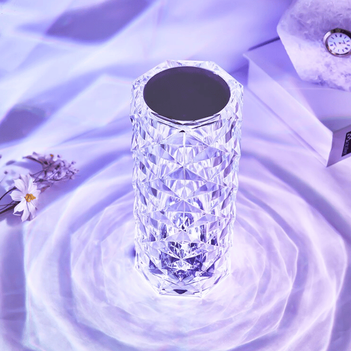 DiamondDazzle™ - Lampada da tavolo in cristallo diamante con 16 colori di raggi di rosa