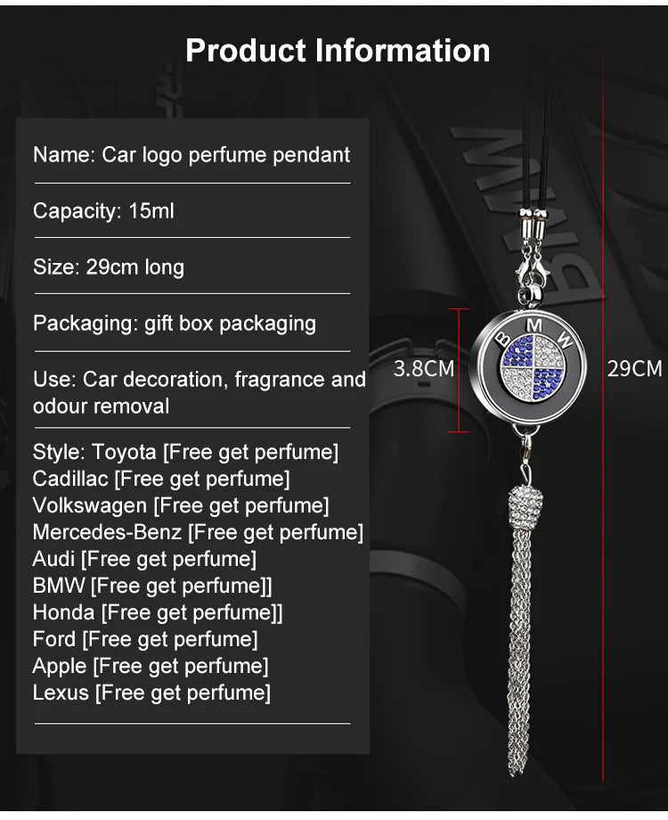 Porta-profumo Auto | Cristallo &amp; Lega di zinco | Decorazione scintillante &amp; Idea regalo