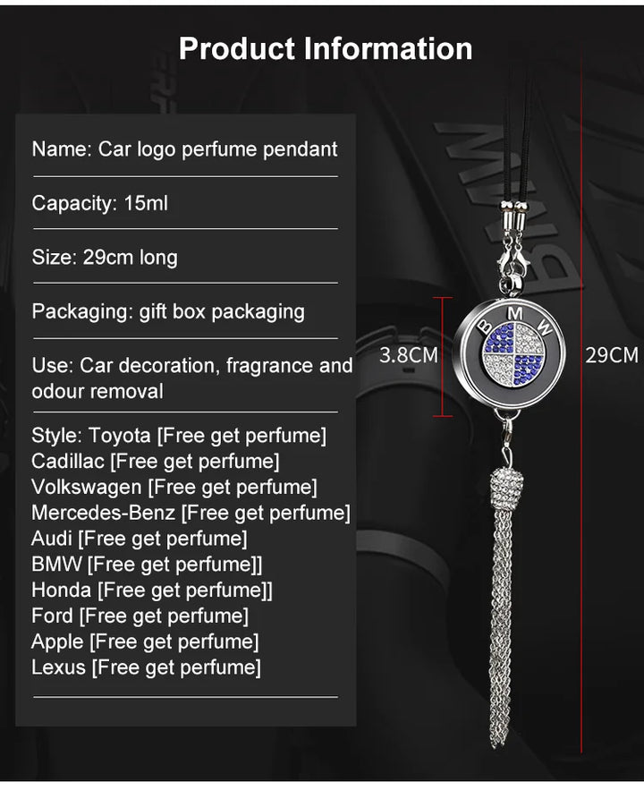 Porta-profumo Auto | Cristallo &amp; Lega di zinco | Decorazione scintillante &amp; Idea regalo