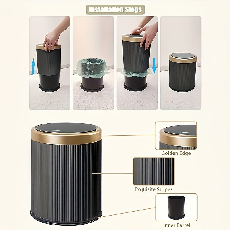 Cestino Ovali di Lusso | Contenitore per Rifiuti con Coperchio a Pressione e Doppio Secchio Interno