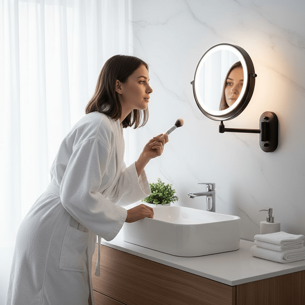 MAGNIFILUX – Specchio ingranditore a LED con illuminazione regolabile e batteria ricaricabile