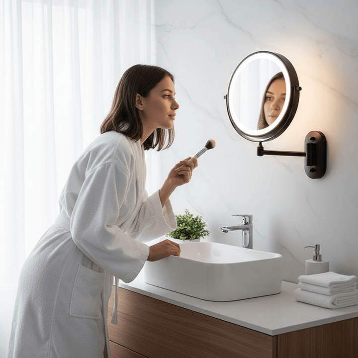 MAGNIFILUX – Specchio ingranditore a LED con illuminazione regolabile e batteria ricaricabile