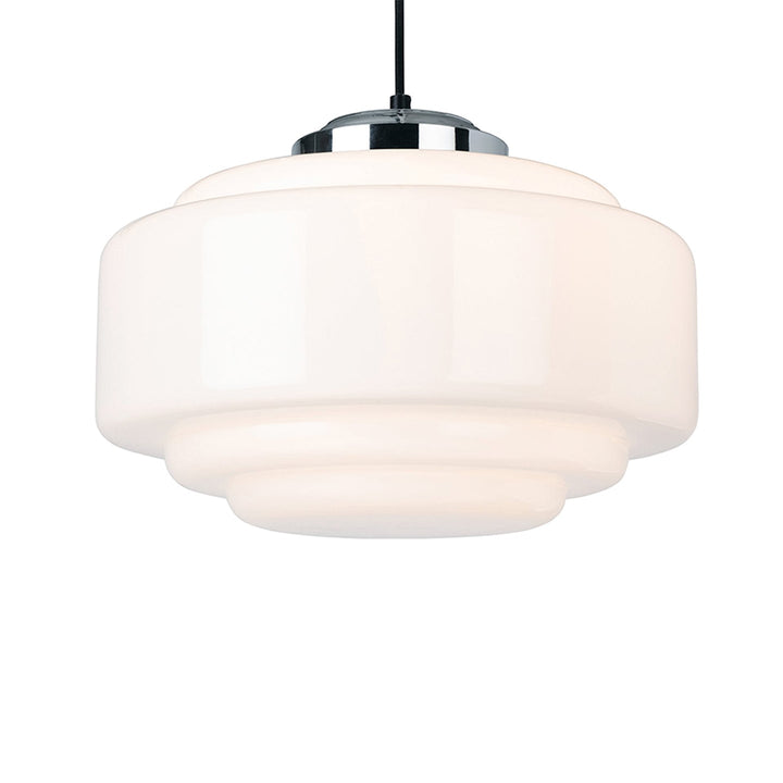 Lampada a sospensione in vetro opalino Art Deco 24 cm
