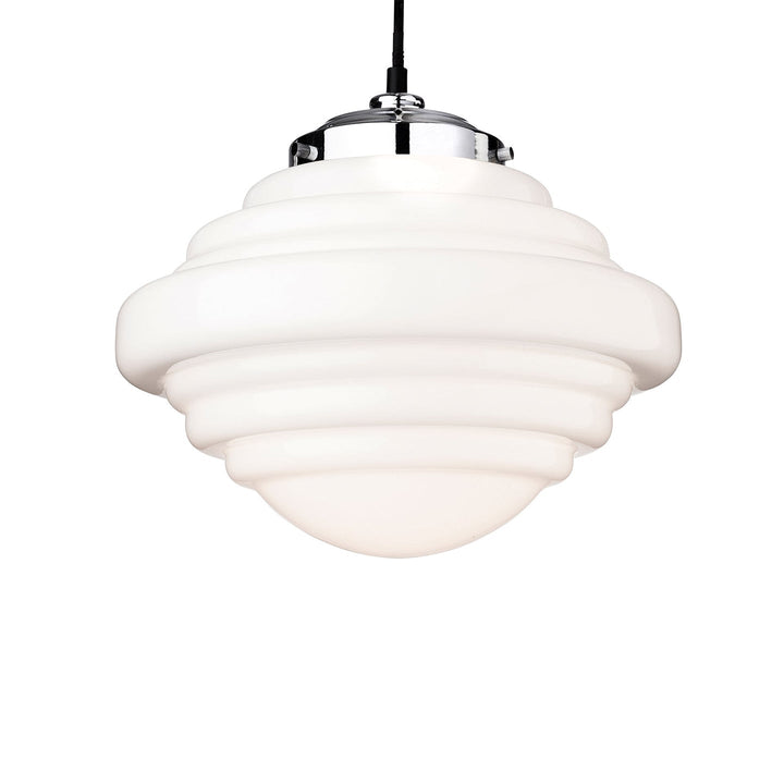 Lampadario in vetro opalino Art Deco Saturno 29 cm